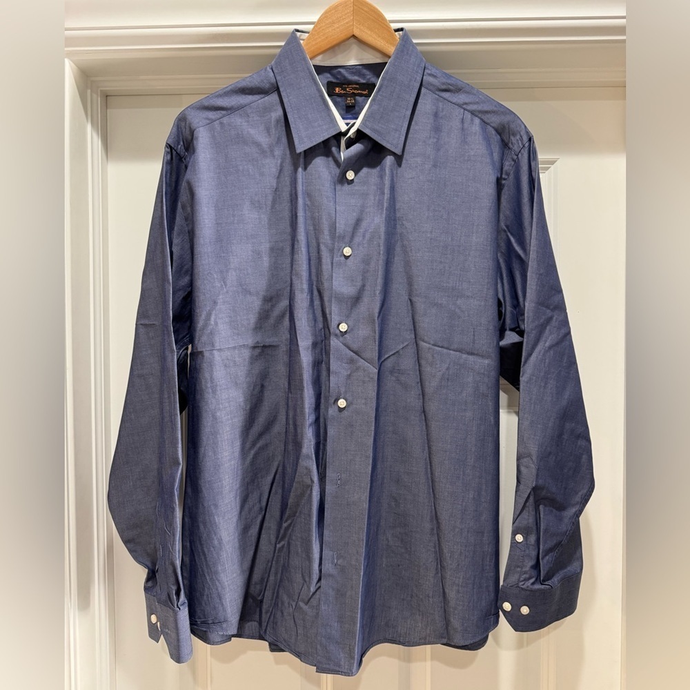 Ben Sherman The Original Men’s Button Down Shirt Sz 16.5, 34-35, L Dk Blue